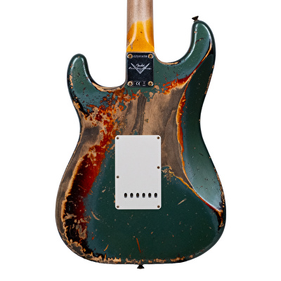 Fender Custom Shop 1961 Stratocaster Super Heavy Relic Aged Sherwood Green Over 3 Ton Sunburst Elektro Gitar
